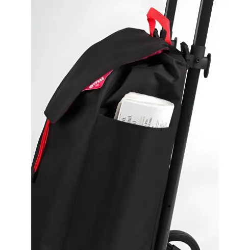 Carrello Spesa Gimi 4 Ruote Pieghevole XL 50L Nero Tasca Interna