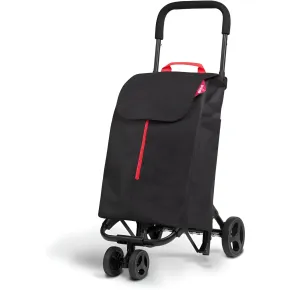 Carrello Spesa Gimi 4 Ruote Pieghevole XL 50L Nero Tasca Interna