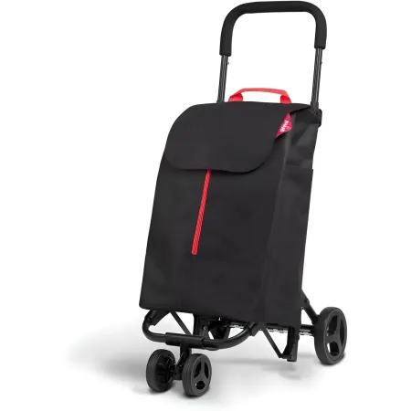 Carrello Spesa Gimi 4 Ruote Pieghevole XL 50L Nero Tasca Interna