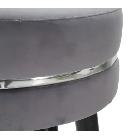 Sgabello Bar in Velluto Grigio Finitura Argento Poggiapiedi Moderno