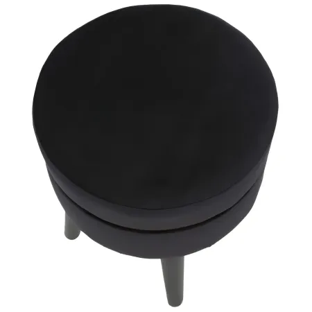 Sgabello Basso in Velluto Nero con Finiture Oro Pouf Salotto Camera