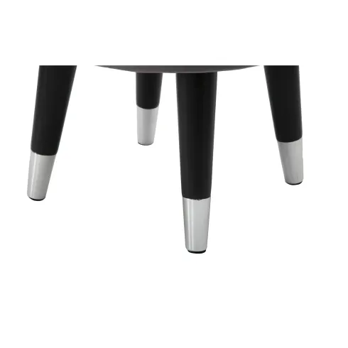 Sgabello Basso in Velluto Grigio Finiture Argento Pouf Salotto Camera