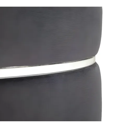 Sgabello Basso in Velluto Grigio Finiture Argento Pouf Salotto Camera