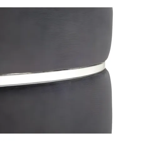 Sgabello Basso in Velluto Grigio Finiture Argento Pouf Salotto Camera