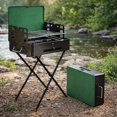 Barbecue a Carbonella Campeggio Portatile Griglia Valigetta da Balcone Giardino | BricoShop24