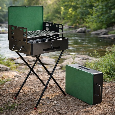Barbecue a Carbonella Campeggio Portatile Griglia Valigetta da Balcone Giardino | BricoShop24