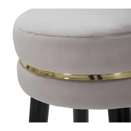 Sgabello Bar in Velluto Grigio Finitura Oro con Poggiapiedi Moderno