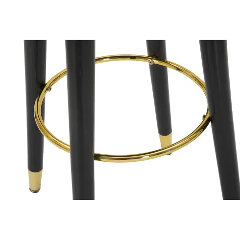 Sgabello Bar in Velluto Grigio Finitura Oro con Poggiapiedi Moderno