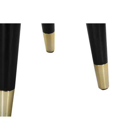 Sgabello Basso in Velluto Crema Finiture Oro Pouf Salotto Camera