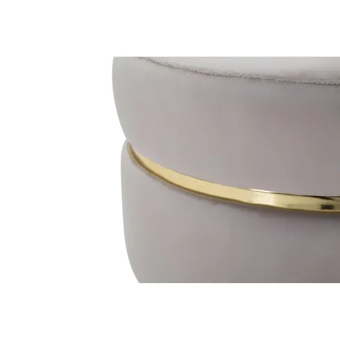 Sgabello Basso Velluto Grigio Chiaro Finiture Oro Pouf Salotto Camera
