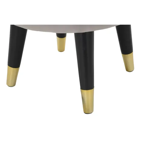 Sgabello Basso Velluto Grigio Chiaro Finiture Oro Pouf Salotto Camera