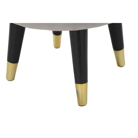 Sgabello Basso Velluto Grigio Chiaro Finiture Oro Pouf Salotto Camera