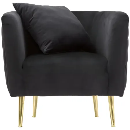 Poltrona Velluto Nero Struttura Metallo Dorato Salotto Camera da Letto