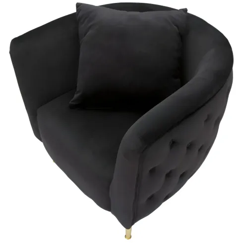 Poltrona Velluto Nero Struttura Metallo Dorato Salotto Camera da Letto