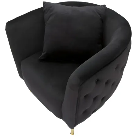 Poltrona Velluto Nero Struttura Metallo Dorato Salotto Camera da Letto