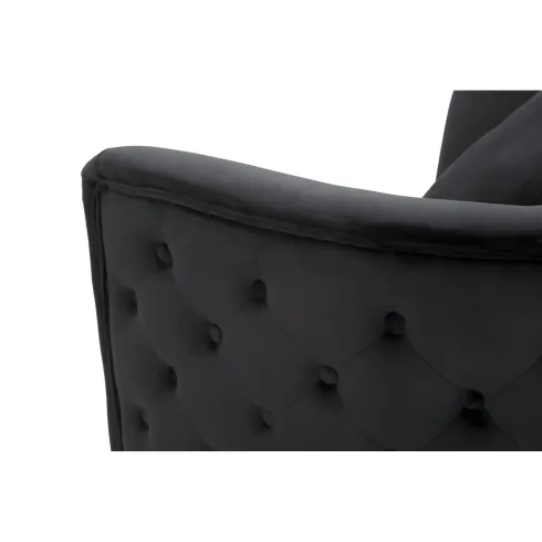 Poltrona Velluto Nero Struttura Metallo Dorato Salotto Camera da Letto