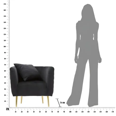 Poltrona Velluto Nero Struttura Metallo Dorato Salotto Camera da Letto