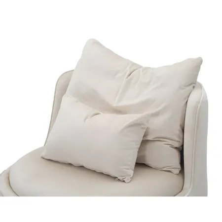 Poltrona Rotonda in Velluto Crema Finiture Oro Salotto Camera da Letto