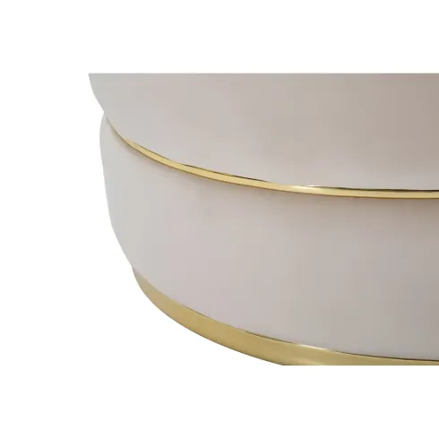Poltrona Rotonda in Velluto Crema Finiture Oro Salotto Camera da Letto