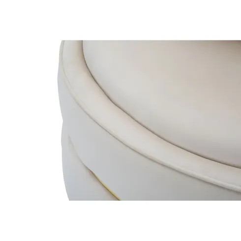 Poltrona Rotonda in Velluto Crema Finiture Oro Salotto Camera da Letto