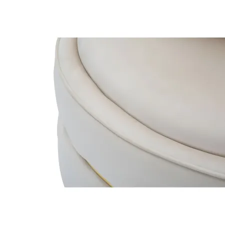 Poltrona Rotonda in Velluto Crema Finiture Oro Salotto Camera da Letto