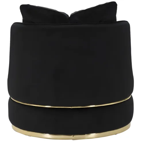 Poltrona Rotonda in Velluto Nero Finiture Oro Salotto Camera da Letto