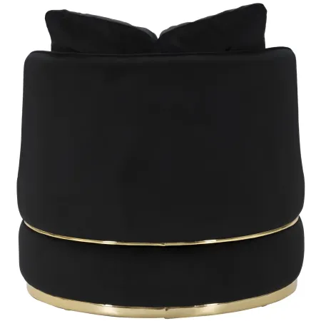 Poltrona Rotonda in Velluto Nero Finiture Oro Salotto Camera da Letto