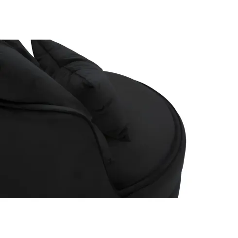 Poltrona Rotonda in Velluto Nero Finiture Oro Salotto Camera da Letto