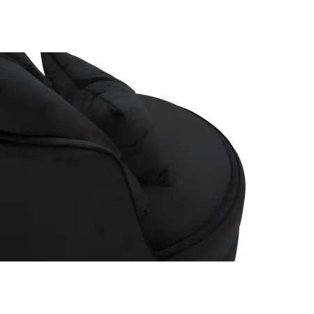 Poltrona Rotonda in Velluto Nero Finiture Oro Salotto Camera da Letto