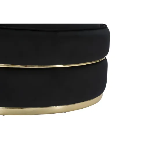 Poltrona Rotonda in Velluto Nero Finiture Oro Salotto Camera da Letto