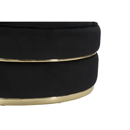 Poltrona Rotonda in Velluto Nero Finiture Oro Salotto Camera da Letto
