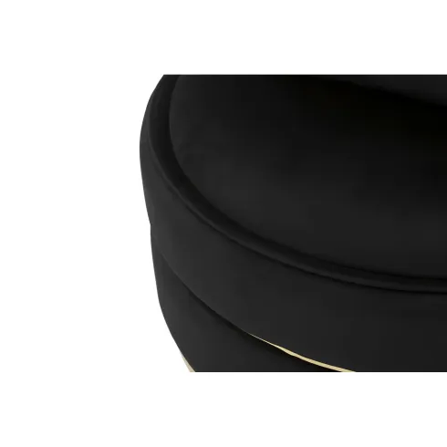 Poltrona Rotonda in Velluto Nero Finiture Oro Salotto Camera da Letto