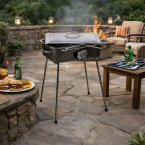 Fornacella Barbecue a Carbonella Campeggio Pieghevole Griglia Portatile Giardino 2