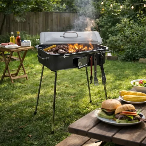 Fornacella Barbecue a Carbonella Campeggio Pieghevole Griglia Portatile Giardino