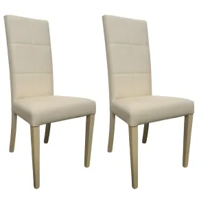 2 Sedie in Ecopelle Beige Cucina Imbottita Moderna Sala da Pranzo Salotto Legno | Bricoshop24