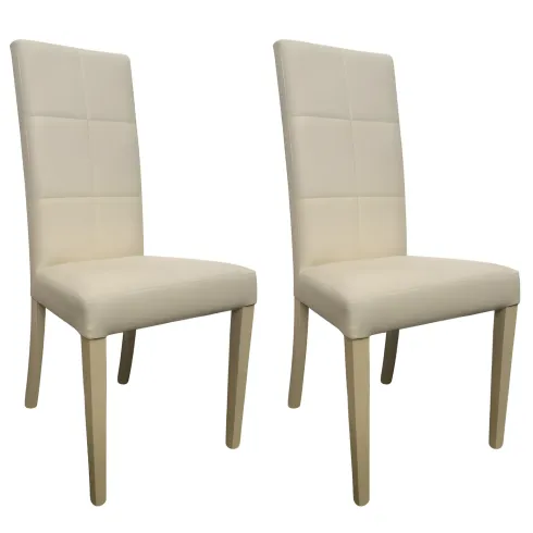 2 Sedie in Ecopelle Beige Cucina Imbottita Moderna Sala da Pranzo Salotto Legno | Bricoshop24