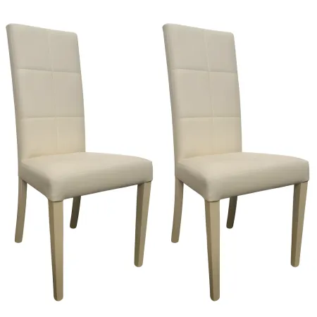 2 Sedie in Ecopelle Beige Cucina Imbottita Moderna Sala da Pranzo Salotto Legno | Bricoshop24