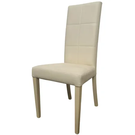 2 Sedie in Ecopelle Beige Cucina Imbottita Moderna Sala da Pranzo Salotto Legno | Bricoshop24