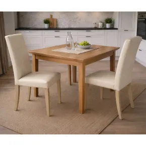 2 Sedie in Ecopelle Beige Cucina Imbottita Moderna Sala da Pranzo Salotto Legno | Bricoshop24 2