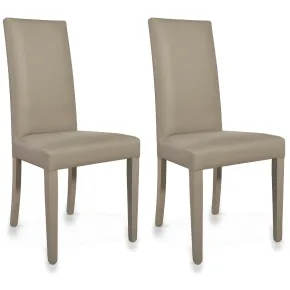 2 Sedie Imbottite Tortora in Ecopelle per Sala da Pranzo o Salotto