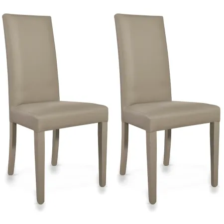 2 Sedie Imbottite Tortora in Ecopelle per Sala da Pranzo o Salotto