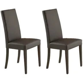Set 2 Sedie in Ecopelle Imbottite per Sala da Pranzo o Salotto Marroni