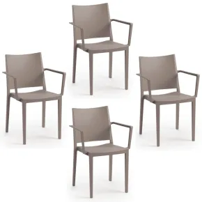 Set 4 Sedie Tortora da Giardino Poltrone in Polipropilene