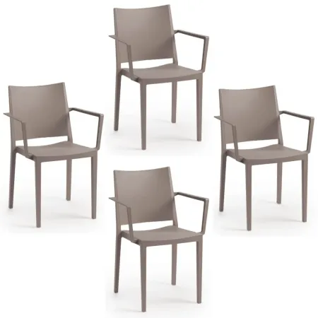 Set 4 Sedie Tortora da Giardino Poltrone in Polipropilene