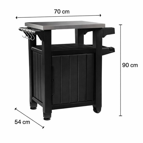Carrello Tavolino Barbecue Tavolo con Ruote Inox Grafite Bbq Acciaio da Esterno | BricoShop24