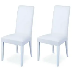2 Sedie Ecopelle Bianche Cucina Imbottite Legno Moderna Sala da Pranzo Salotto