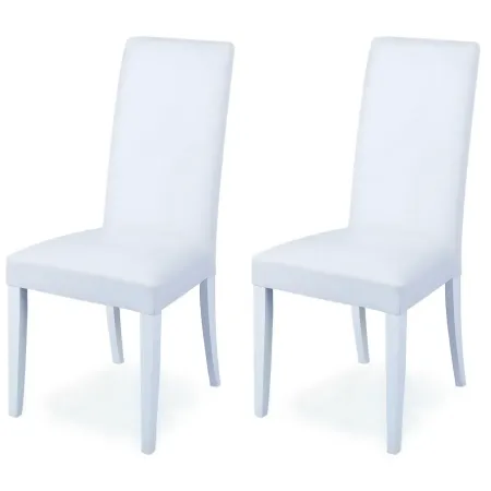 2 Sedie Ecopelle Bianche Cucina Imbottite Legno Moderna Sala da Pranzo Salotto