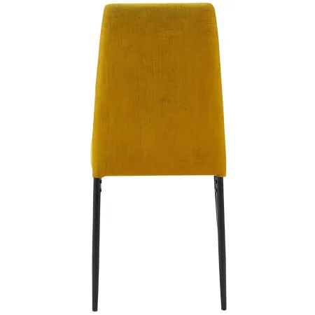 Set 4 Sedie da Pranzo in Tessuto Senape Gambe in Metallo
