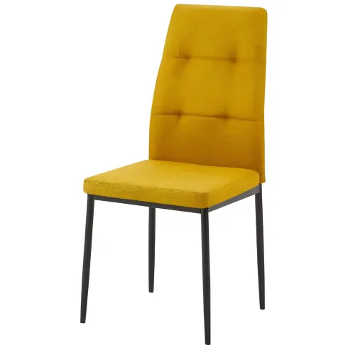 Set 4 Sedie da Pranzo in Tessuto Senape Gambe in Metallo