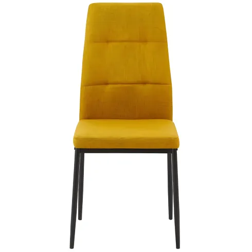 Set 4 Sedie da Pranzo in Tessuto Senape Gambe in Metallo